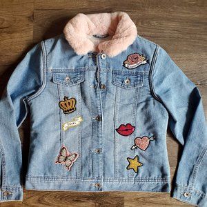 Girls Denim Jacket w/ Fur Collar